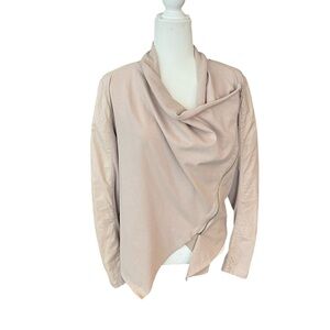 Blank NYC The Draped Jacket Ivory Asymmetrical Moto-Style Size Medium